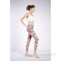 Dames bloemenprint hoge taille hoge elastische legging